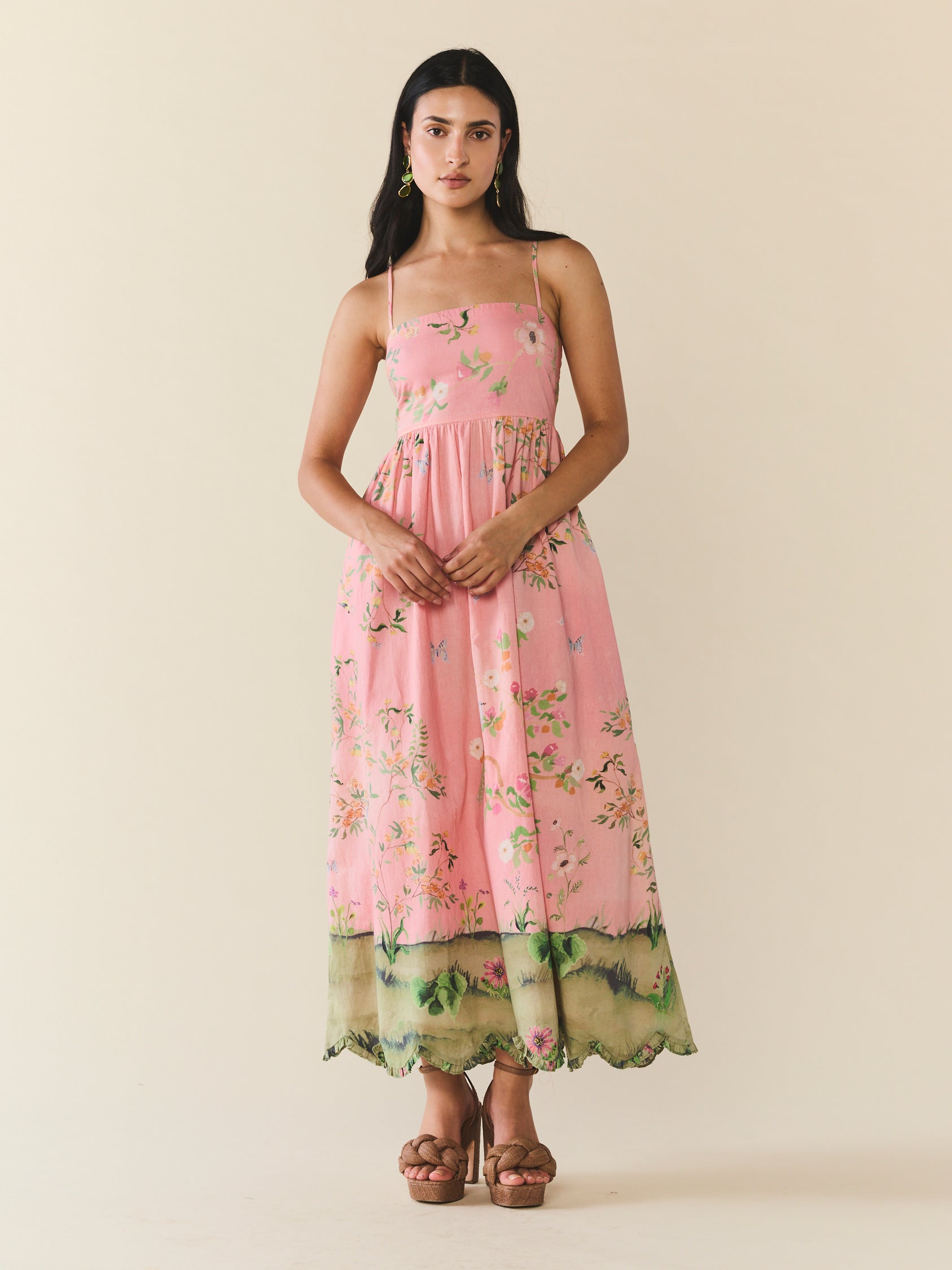 MARK&LONA 25SS EVOLVE FLARE DRESSワンピース Gavin Dress in Peony Peacock x Larsen McDowell | Over The Moon