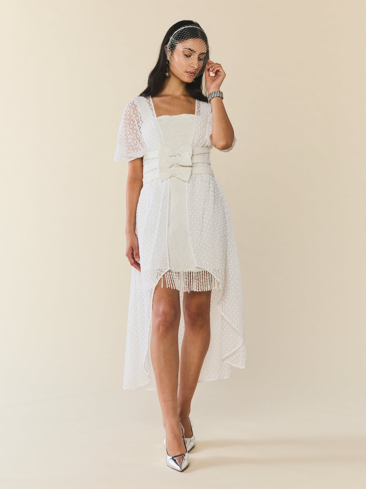 Jackie Cape in Amour White Embroidery