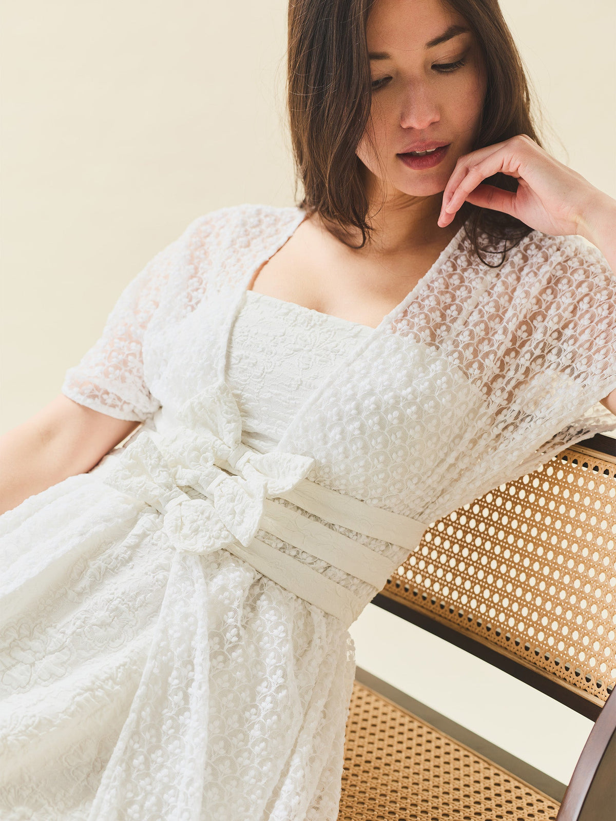 Jackie Cape in Amour White Embroidery