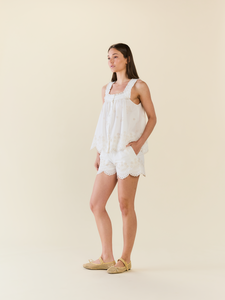 The Caroline Short Set in White Eyelet