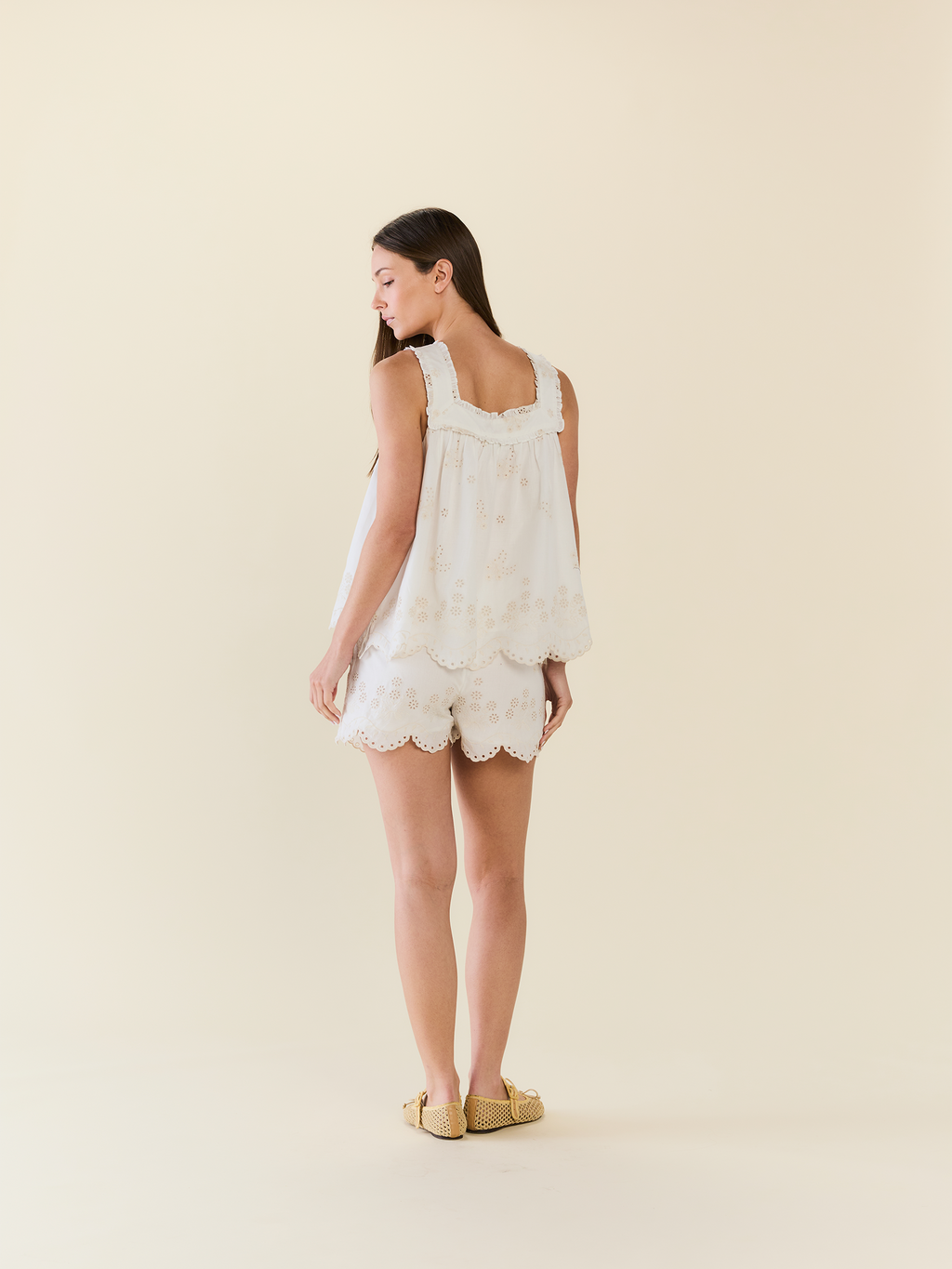 The Caroline Short Set in White Eyelet