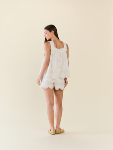 The Caroline Short Set in White Eyelet