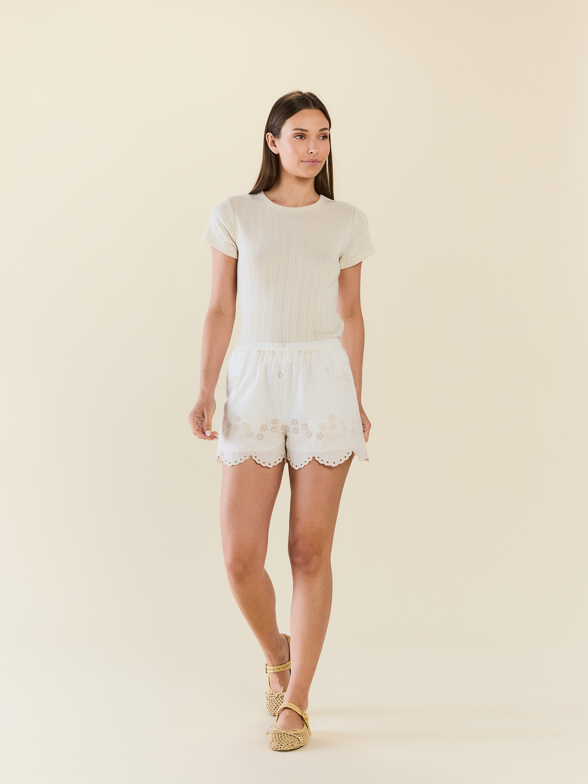 The Caroline Short Set in White Eyelet