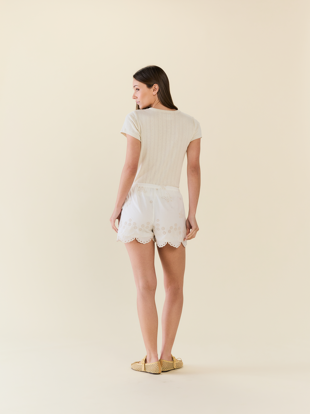 The Caroline Short Set in White Eyelet