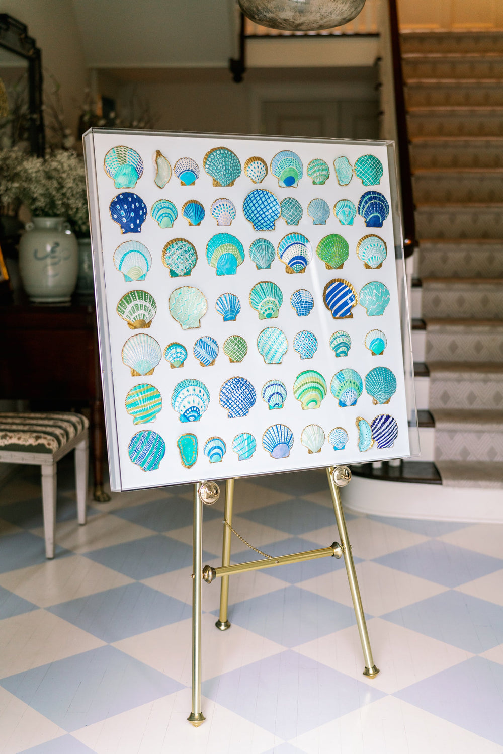 36"x 36" Custom Shell Artwork by Erin Donahue Tice