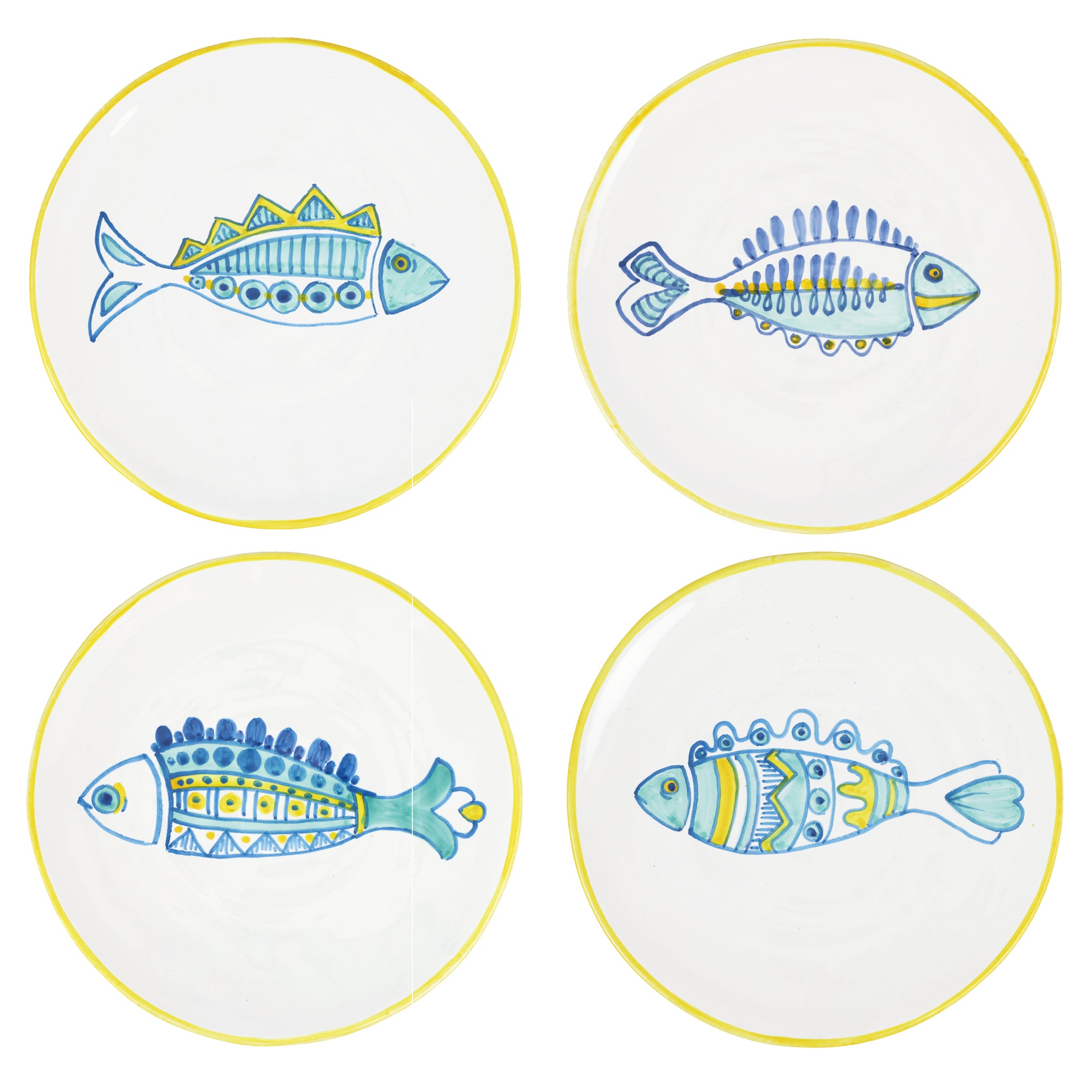 Elba's Fish Assorted Fish Salad Plates in Multi, Set of 4