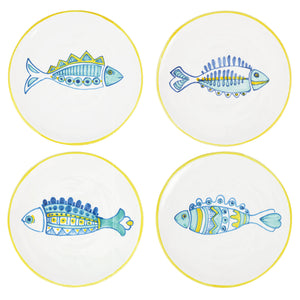 Elba's Fish Assorted Fish Salad Plates in Multi, Set of 4