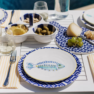 Elba's Fish Lined Fin Salad Plate in Multi