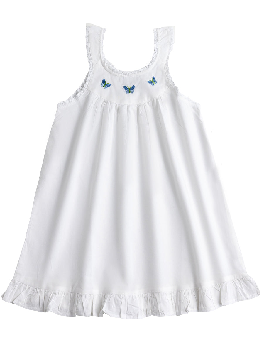 white dress with blue butterflies Princess Daliana Girls Butterfly Party Dress 4 Years / White