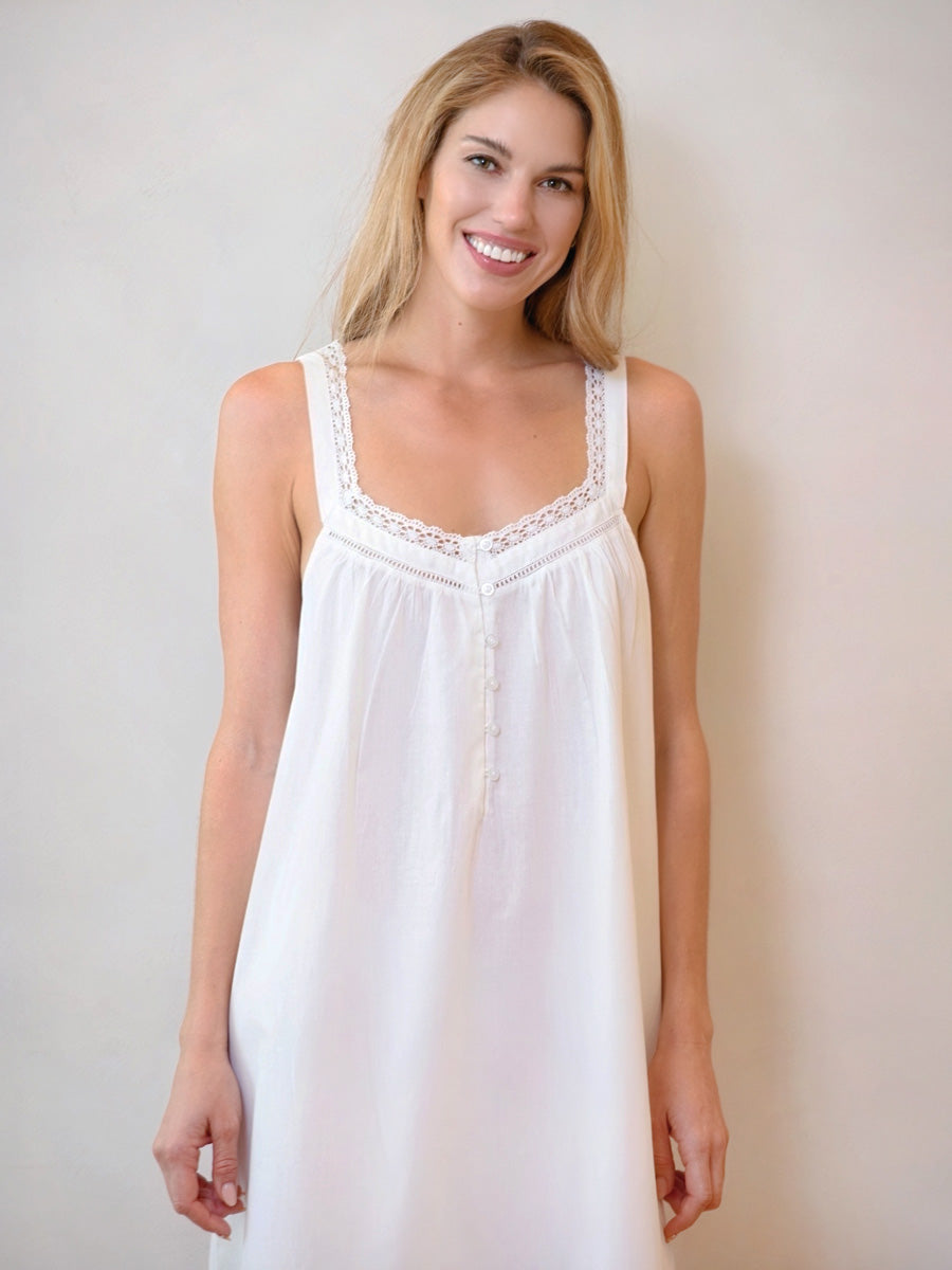 Hazel White Cotton Nightgown