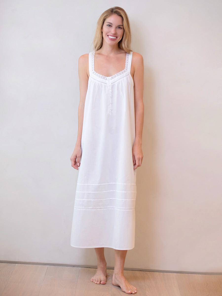 Hazel White Cotton Nightgown