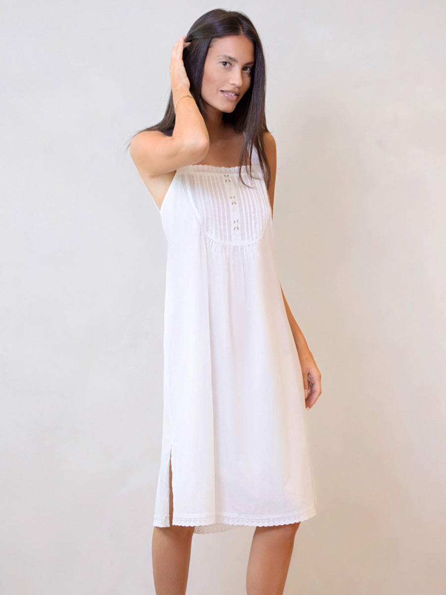 Everly White Cotton Nightgown