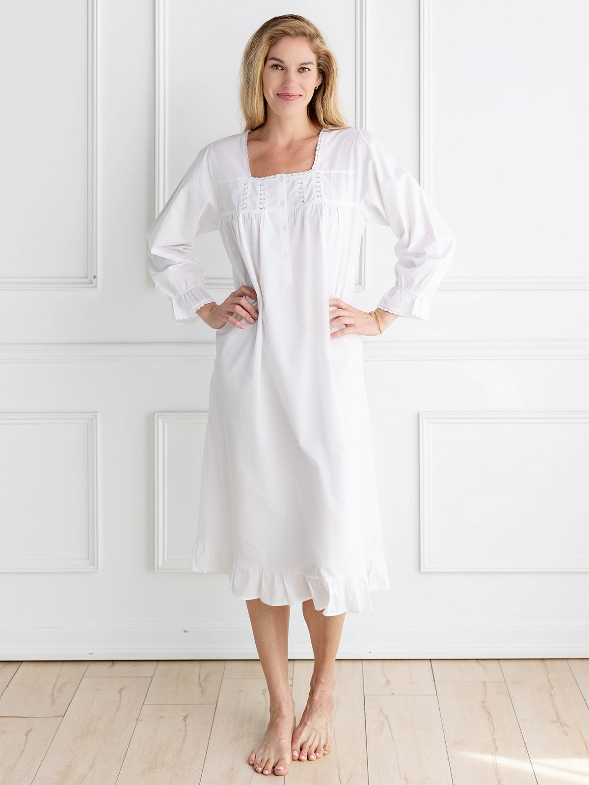 Tessa White Cotton Nightgown