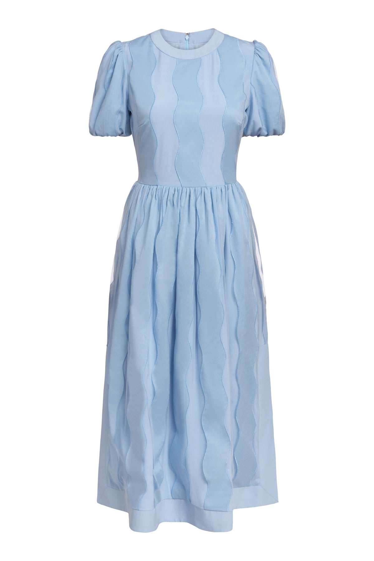 Ella Wave Bubble Sleeve Midi Dress