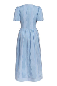 Ella Wave Bubble Sleeve Midi Dress