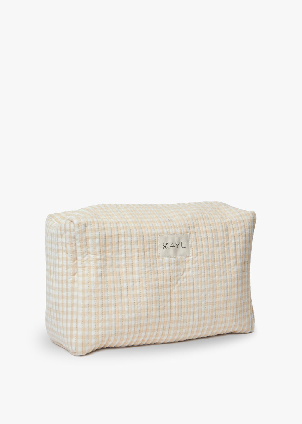 Elsie Travel Case Zip Pouch Bag in Beige Gingham