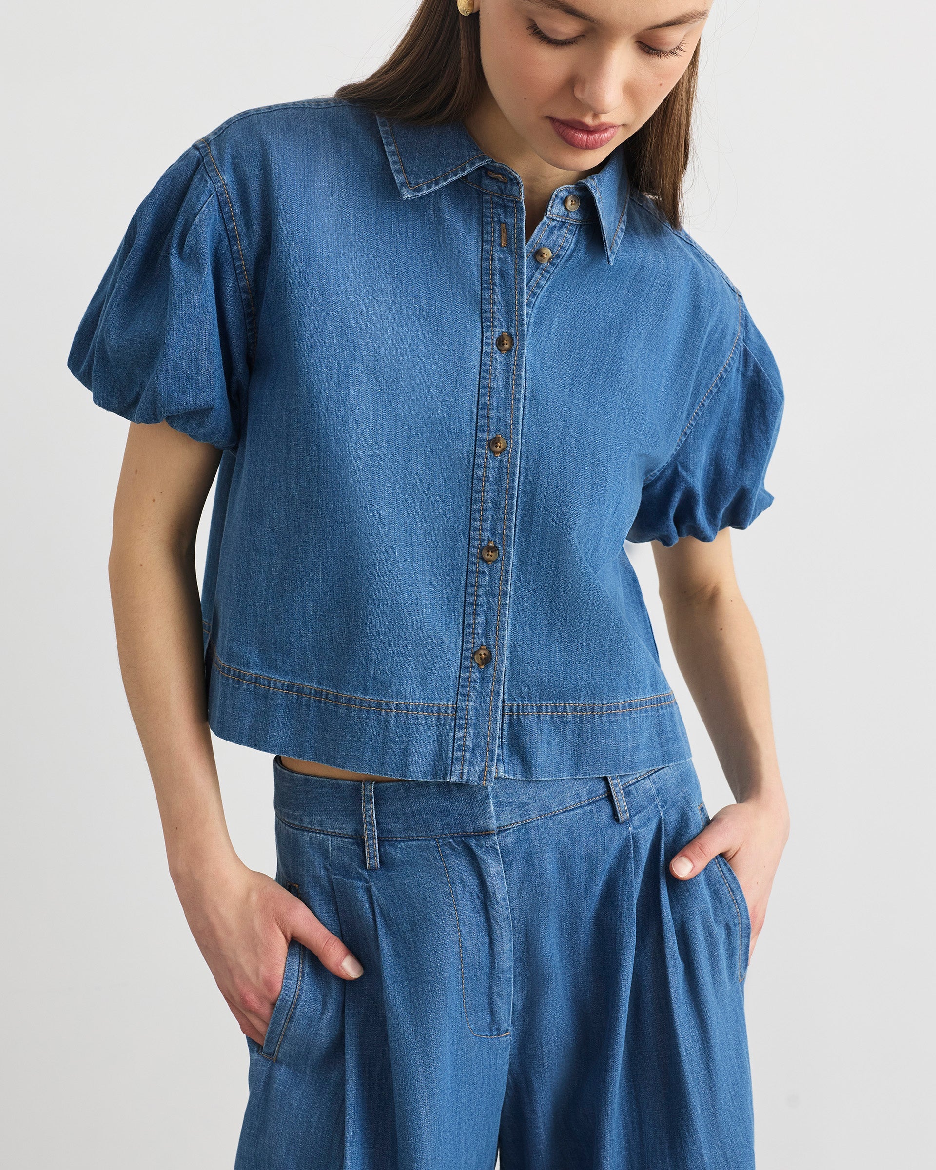 Elza Top in Medium Indigo Blue
