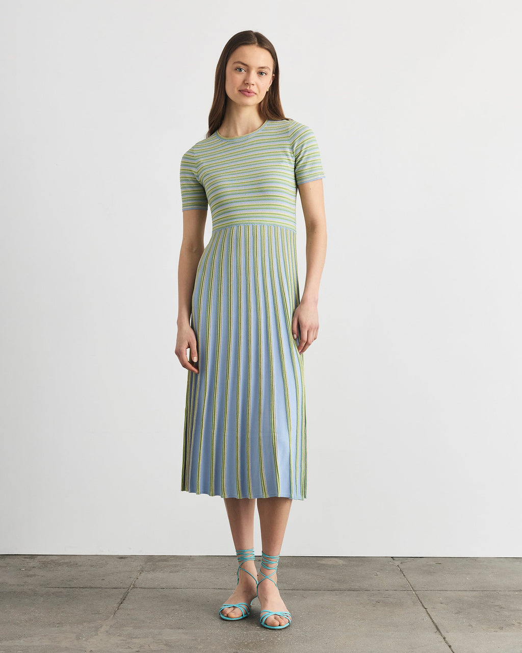 Emilia Knit Dress in Powder Blue Multi