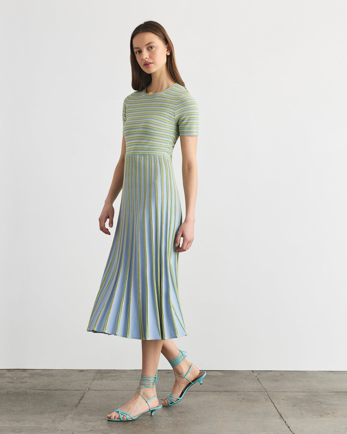 Emilia Knit Dress in Powder Blue Multi
