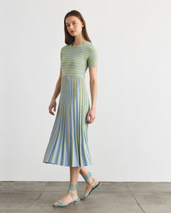Emilia Knit Dress in Powder Blue Multi