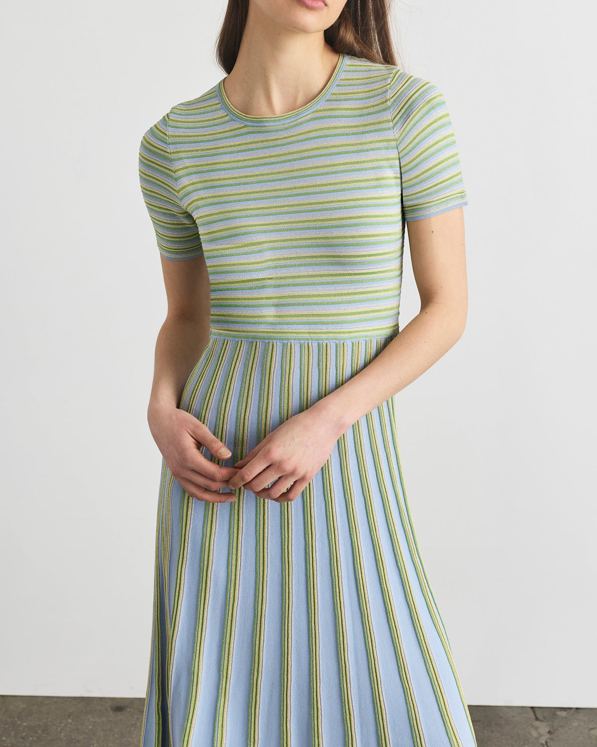 Emilia Knit Dress in Powder Blue Multi