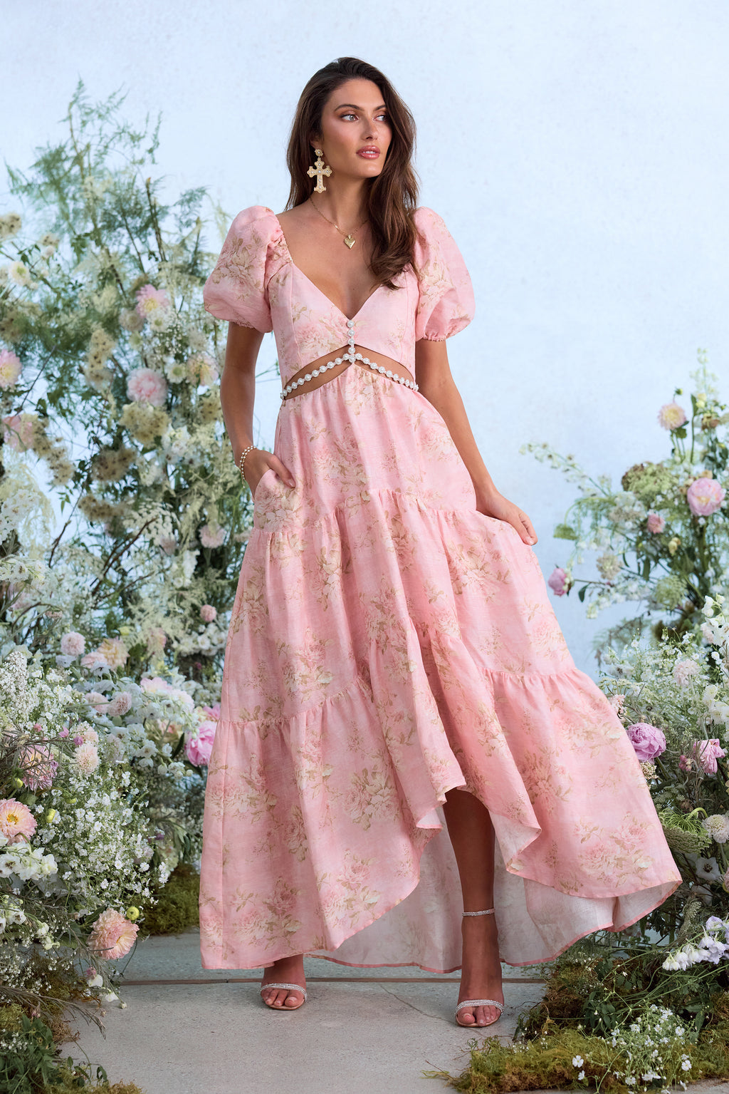The Emma Dress in Light Pink Tapestry Rose 6 / Light Pink Tapestry Rose