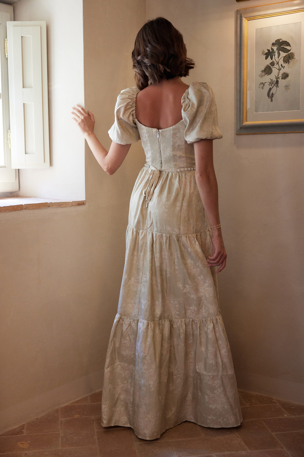 The Emma Dress in Taupe Windsor Brocade US 6 / Taupe Windsor Brocade