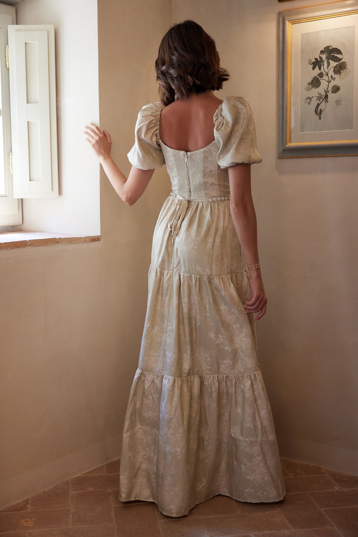 The Emma Dress in Taupe Windsor Brocade The Emma Dress in Taupe Windsor Brocade