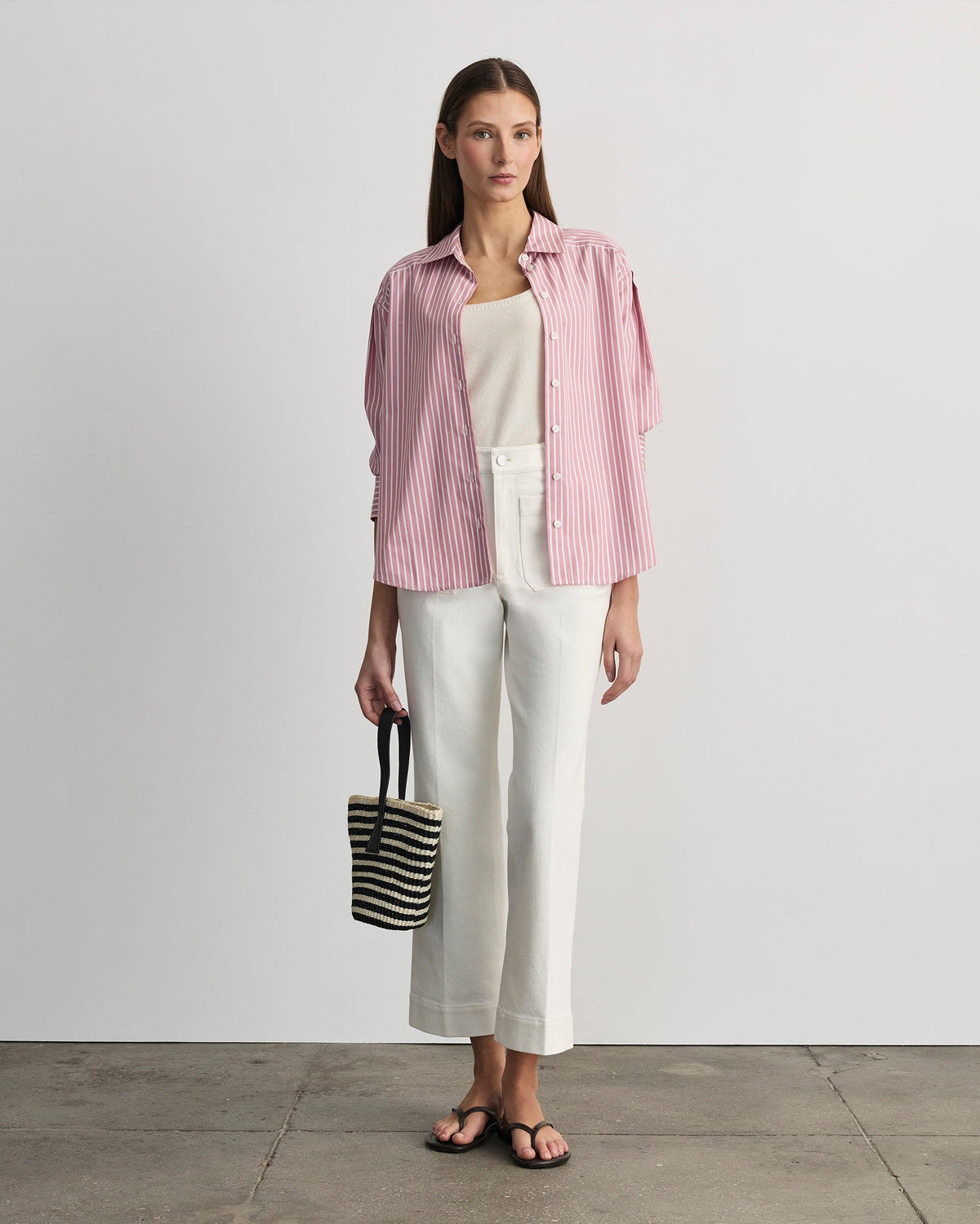 Emmy Top in Vintage Rose & Optic White