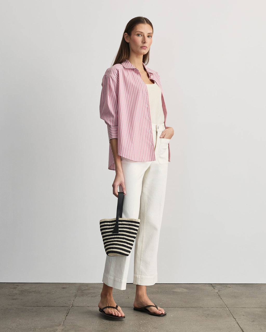 Emmy Top in Vintage Rose & Optic White