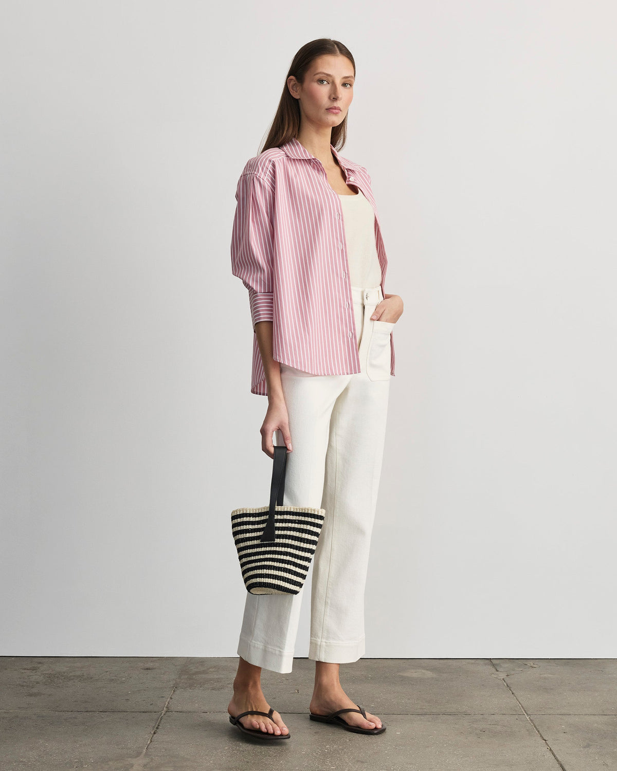 Emmy Top in Vintage Rose & Optic White