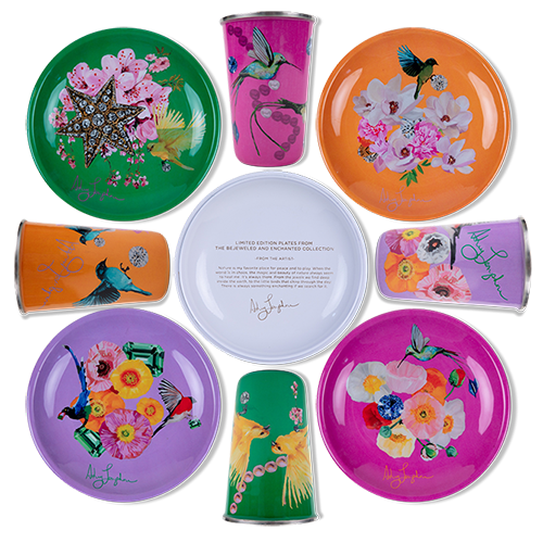 ashleylongshoreart Nature and Jewels Enameled Tableware Set – Ashley Longshore