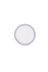 Bowline Linen Coasters in White with Navy, Set of 6
