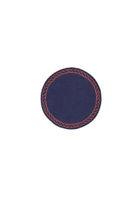 Bowline Linen Coasters in Navy with Blood Orange, Set of 6