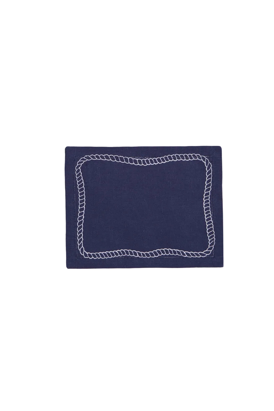 Bowline Cocktail Napkins in Navy with White, Set of 6