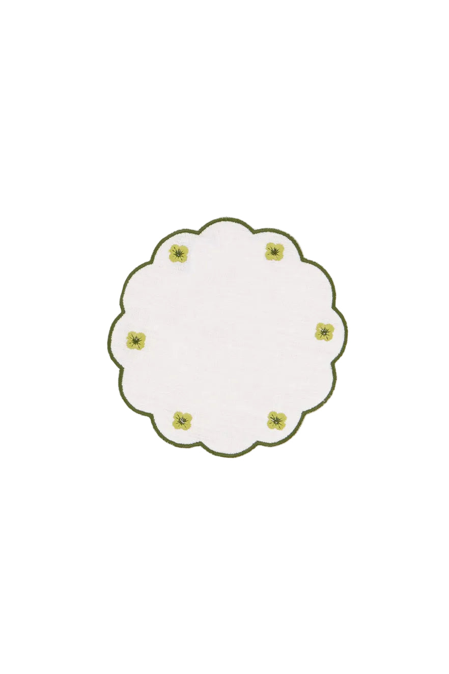 Spring Linen Coasters in Green, Set of 6