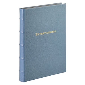 Entertaining Book in Slate Blue Pebble Grain Leather