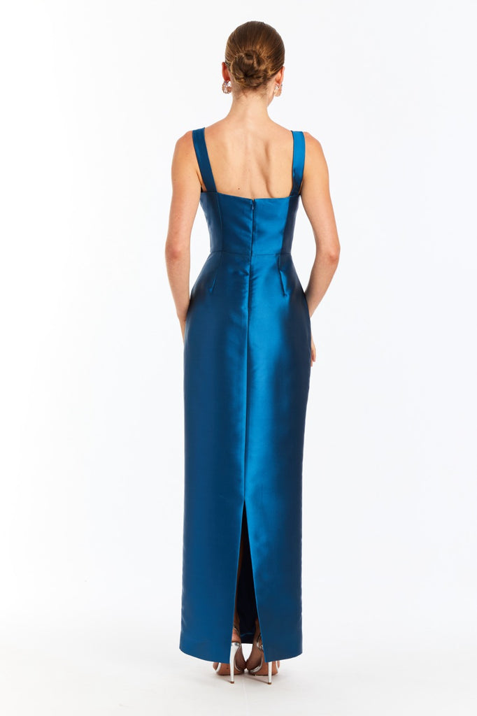 Mestiza New York Eve Cape Silk Twill Column Gown - Midnight Mestiza New York Eve Cape Silk Twill Column Gown - Midnight