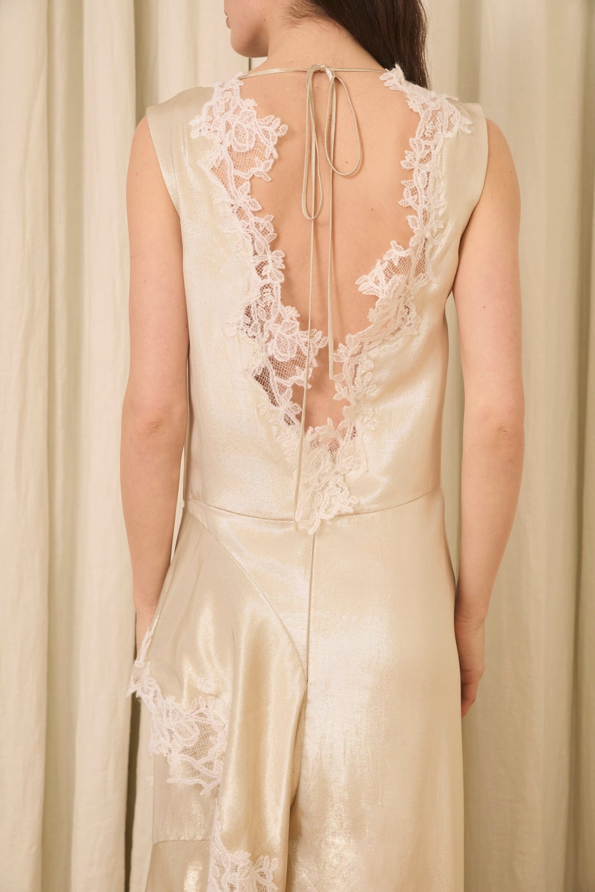 Evie Dress in Lurex with Mohair Lace Trim