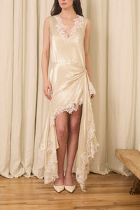 Evie Dress in Lurex with Mohair Lace Trim