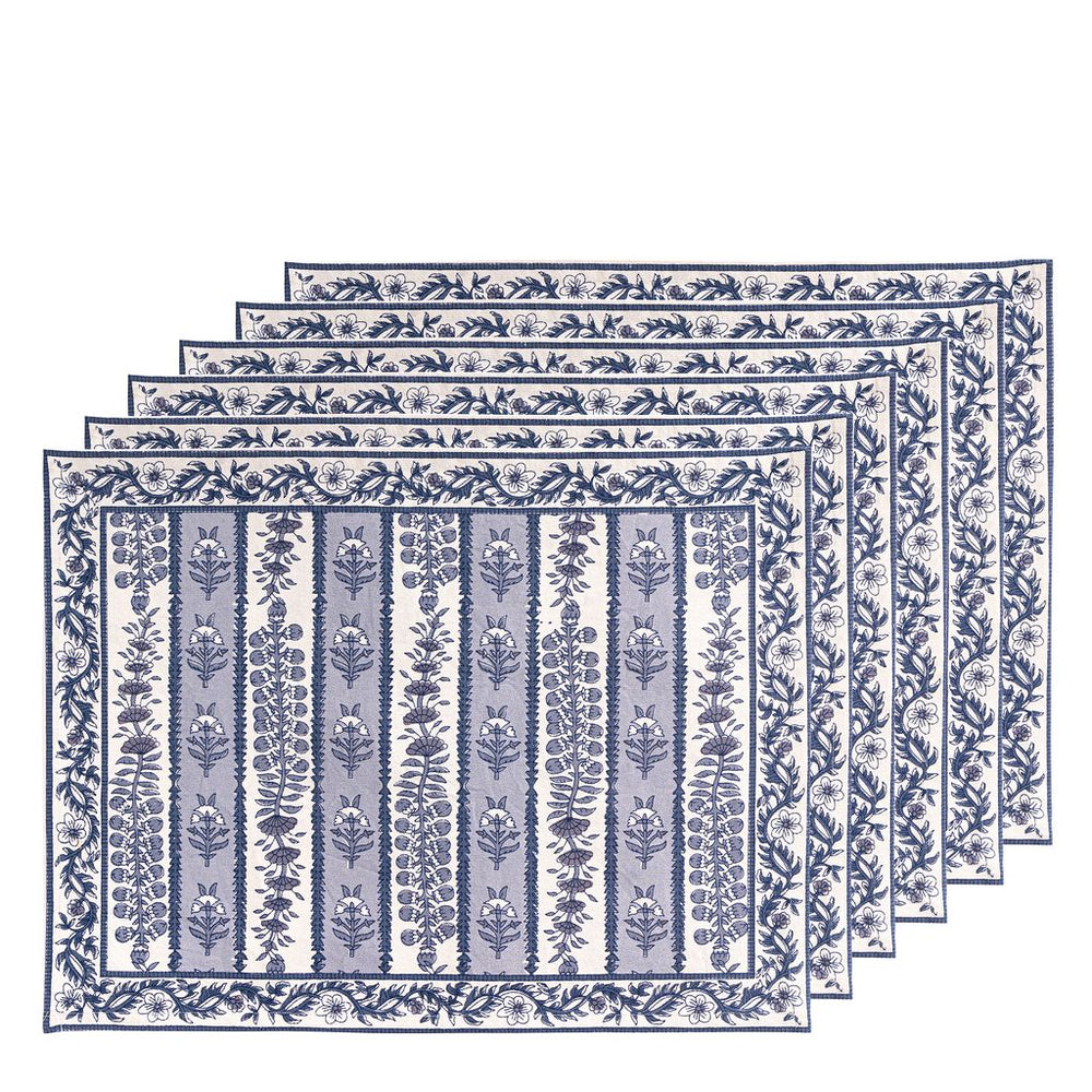 Provence Avignon Mats in Blue & Marine, Set of 6