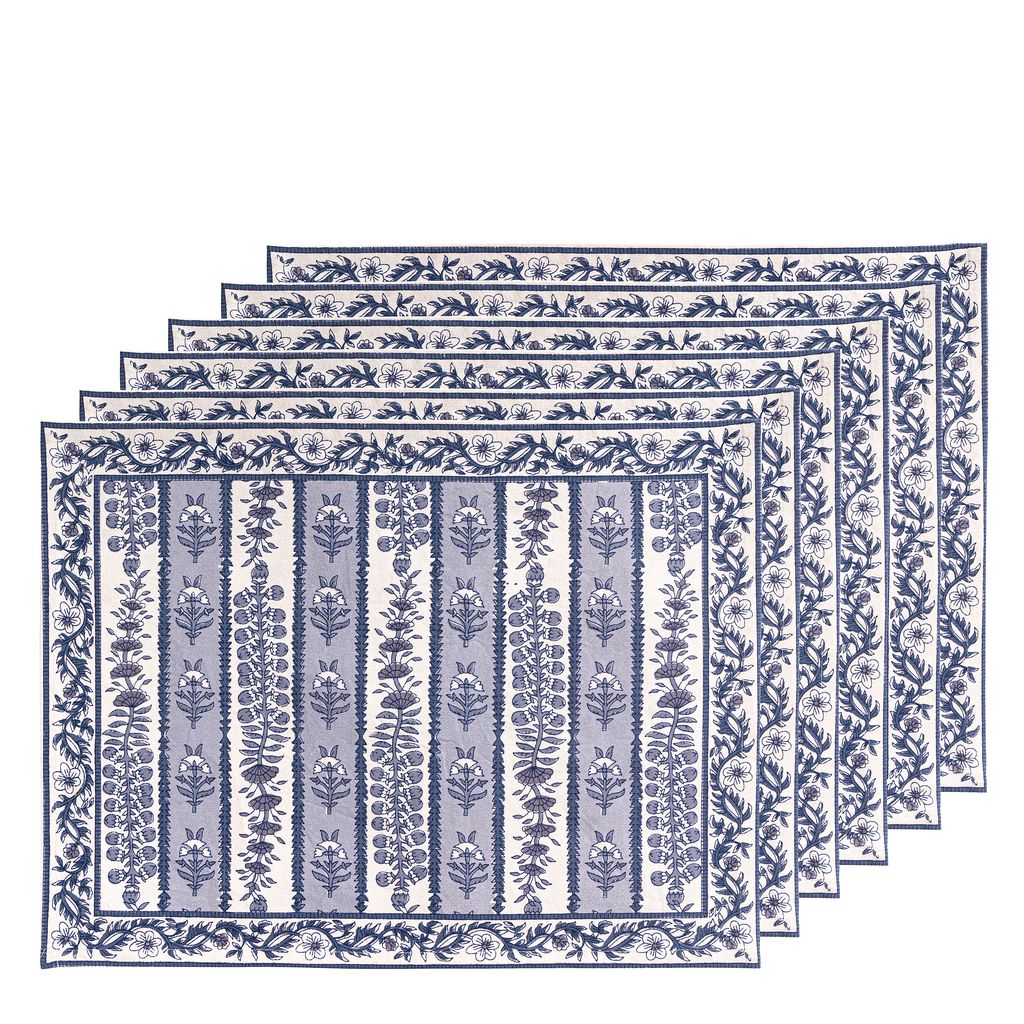 Provence Avignon Mats in Blue & Marine, Set of 6