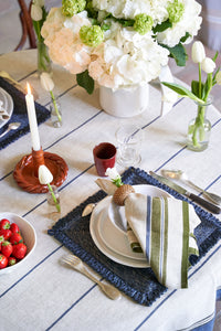 Eze 60x60 Tablecloth in Ivory & Blue
