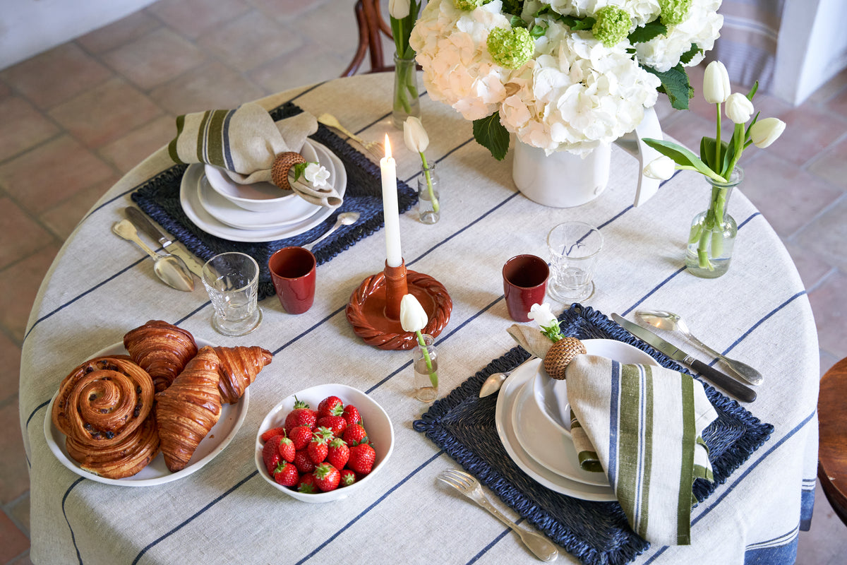 Eze 60x60 Tablecloth in Ivory & Blue