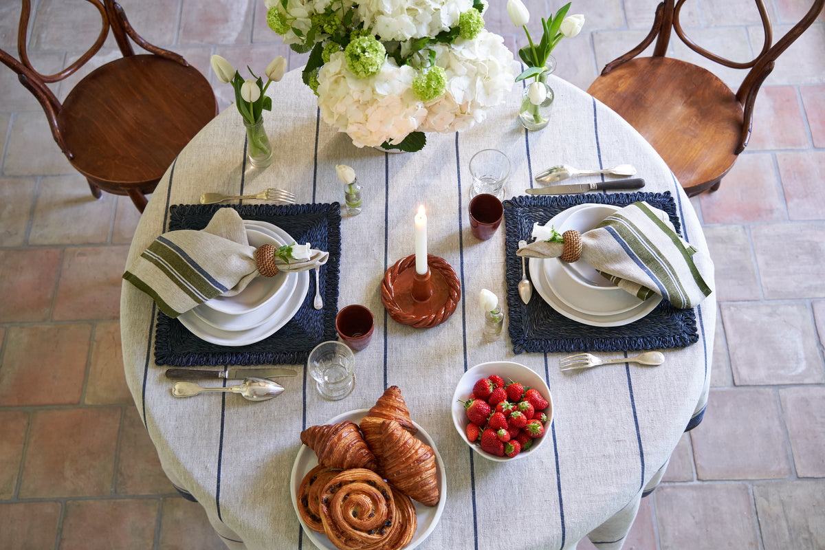 Eze 60x60 Tablecloth in Ivory & Blue