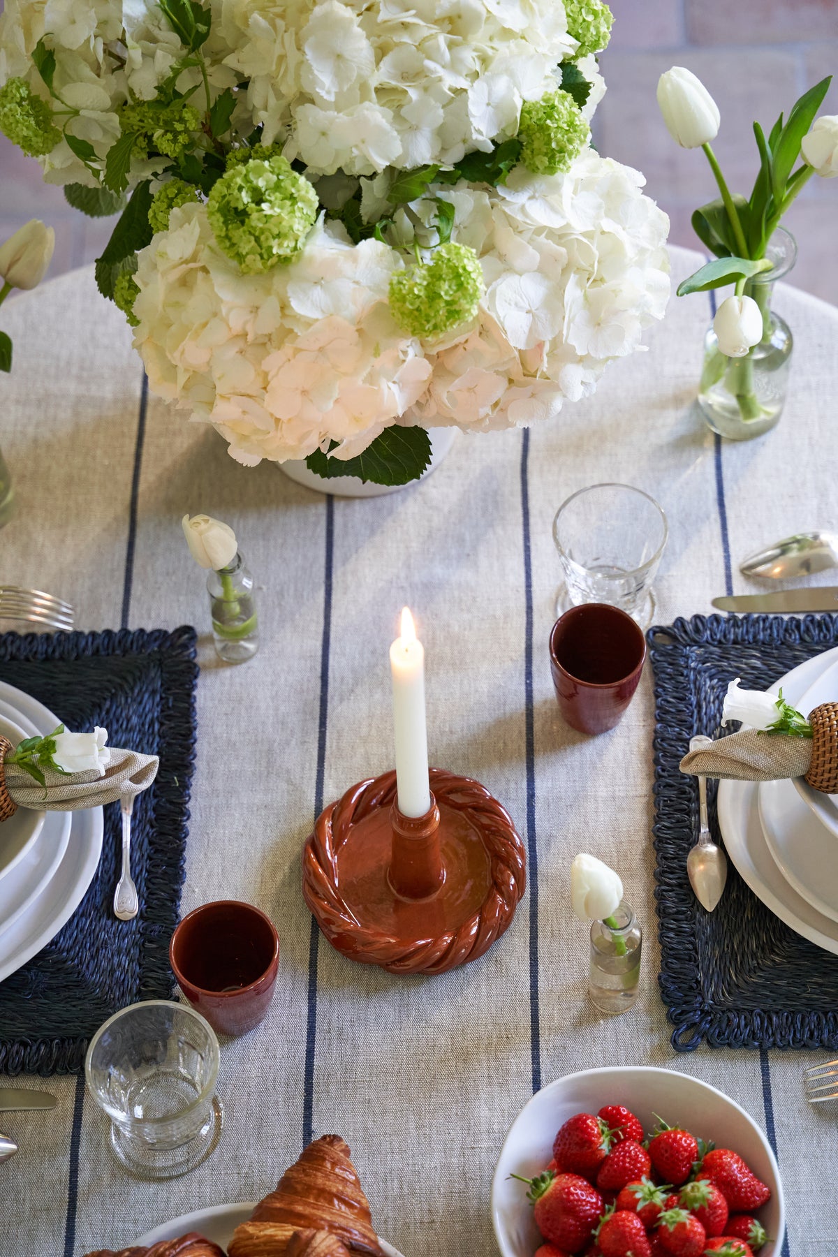 Eze 60x60 Tablecloth in Ivory & Blue