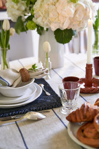 Eze 60x60 Tablecloth in Ivory & Blue