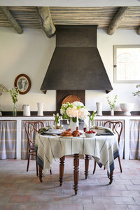 Eze 60x60 Tablecloth in Ivory & Blue