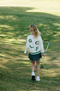 Emily Varsity Cardigan - Golf in Ivory