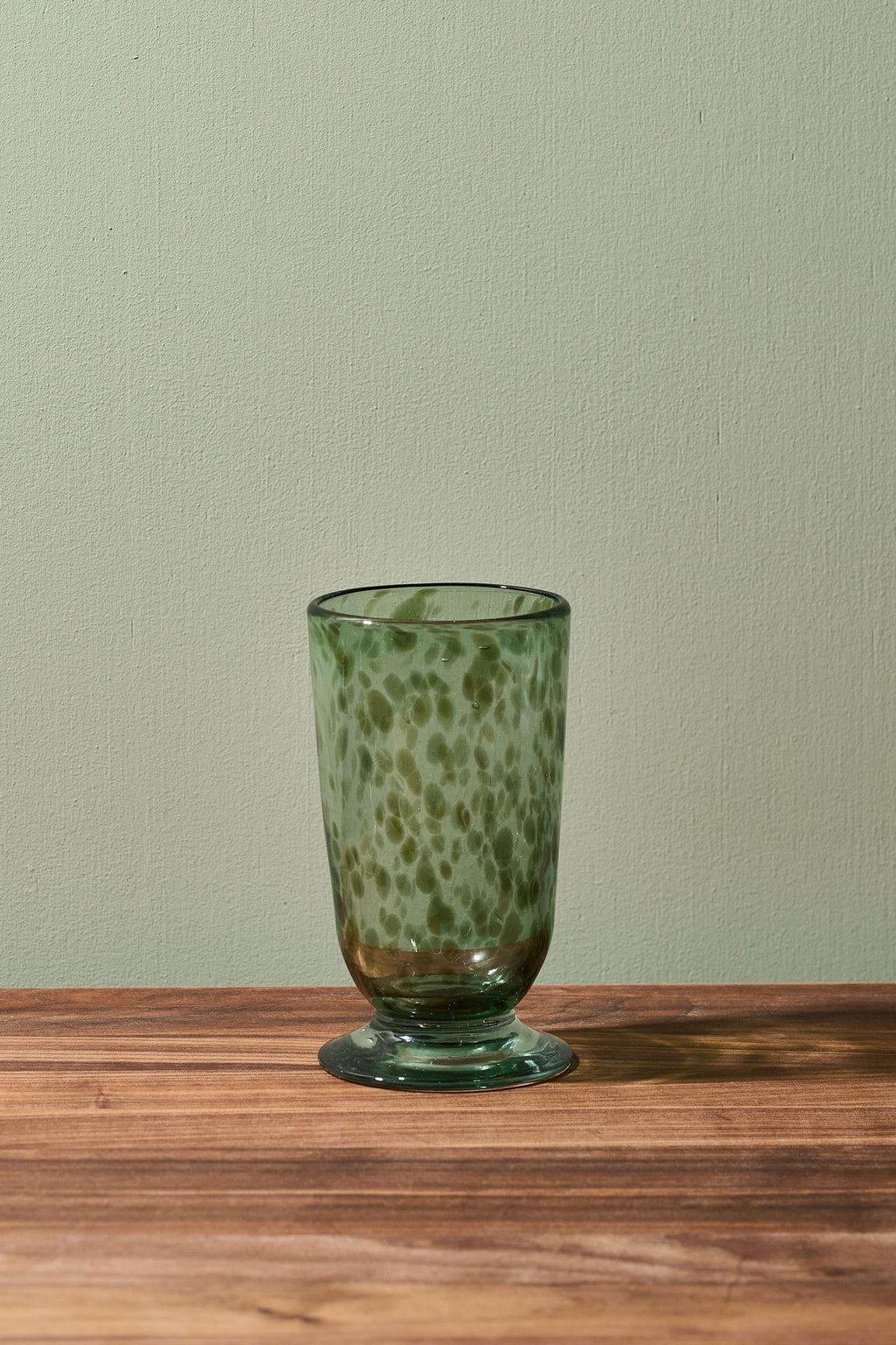Marble Footed Glassware in Olive, Set of 4